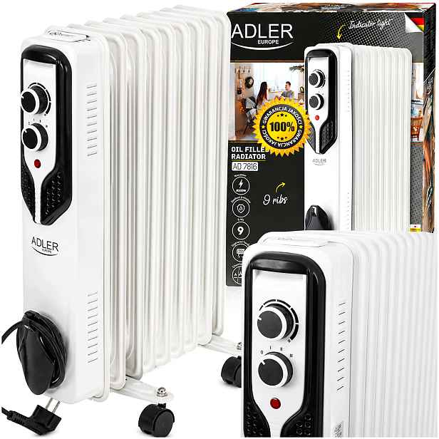 Elektrický Olejový Radiátor S Termostatem, Energeticky Úsporný, Koupelnový 2000 W