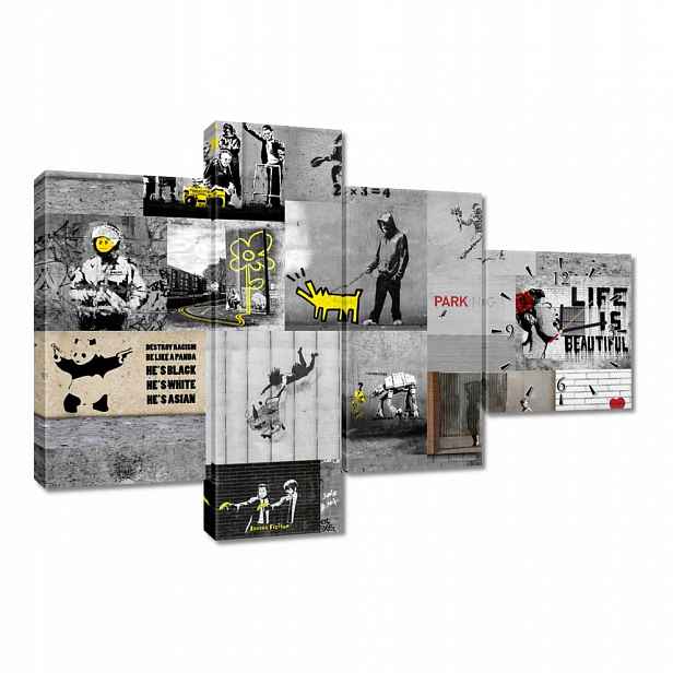 Nástěnné hodiny 100x70 Full Mix Banksy