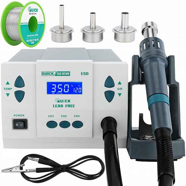 Set Pájecí Stanice Hot Air Quick 861DW 1000W Cín Quick 18g Svářečka
