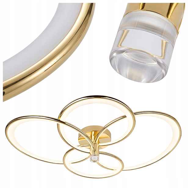Stropní Svítidlo Stropní Svítidlo Led 40W Azina Zlatá 4 Kroužky Cct Light Prestige