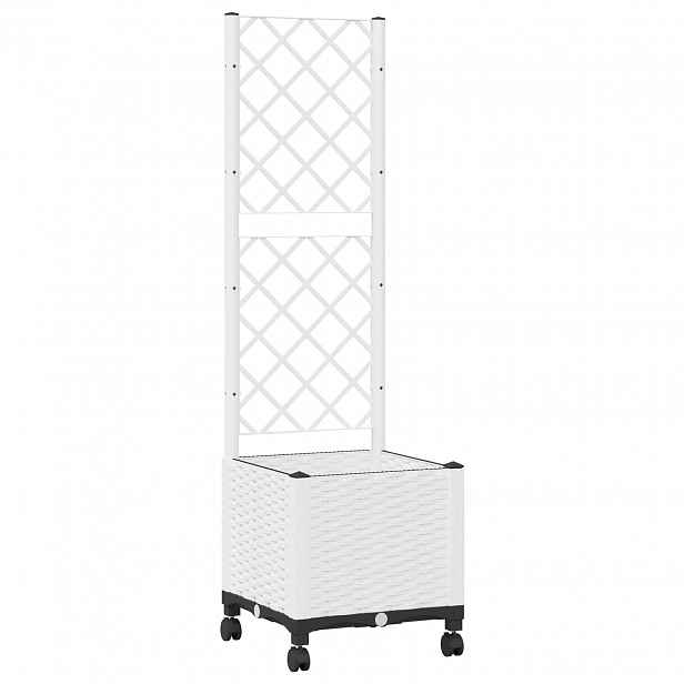 vidaXL Zahradní truhlík s treláží a koly Bílá 40 x 40 x 146 cm PP