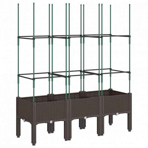 vidaXL Zahradní truhlík s treláží hnědý 120 x 40 x 142,5 cm PP
