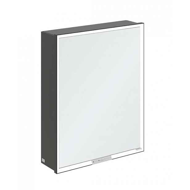 Villeroy & Boch My View+ - Zrcadlová skříňka s LED osvětlením 60x75x17 cm, 1 dvířka, panty vlevo, matná černá B4816L00