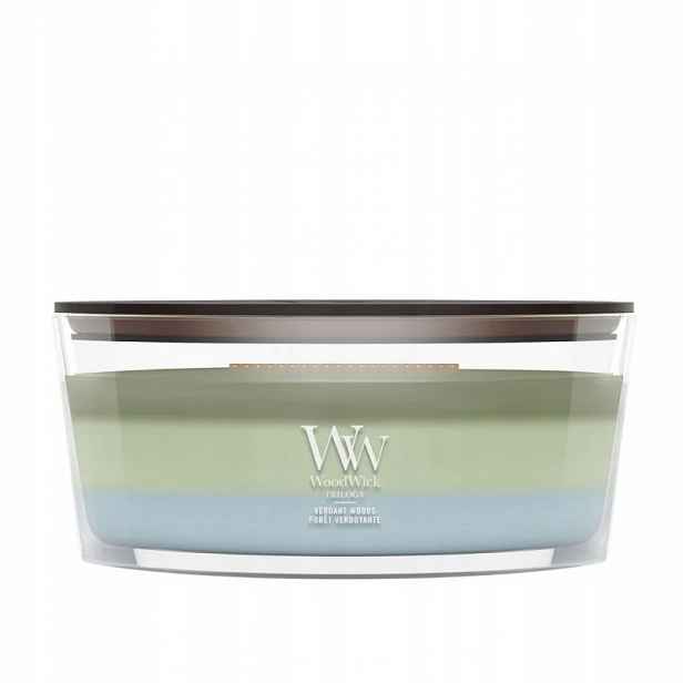 WoodWick Verdant Woods vonná svíčka elipsa Trilogy 453 g