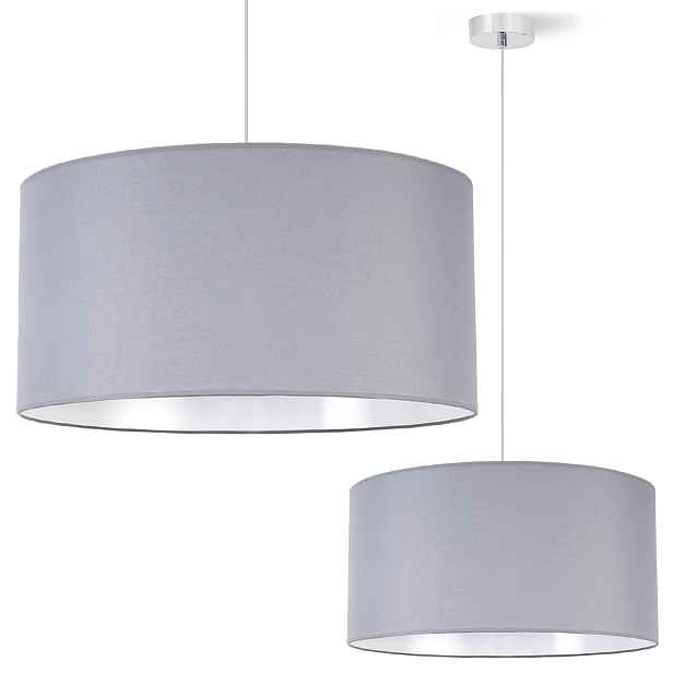 Závěsná Stropní Lustrová Lampa Se Stínítkem, Šedý Chrom, Do Obývacího Pokoje, Jídelny
