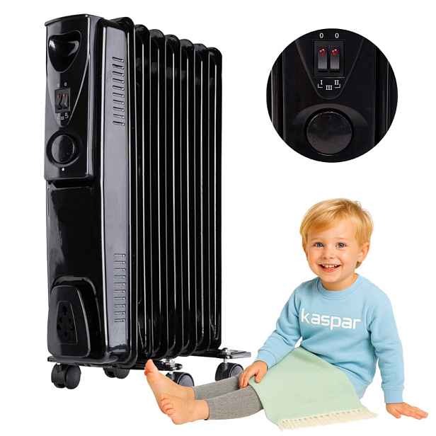 Elektrický Olejový Ohřívač 7 Žeber 1500 Watt Termostat
