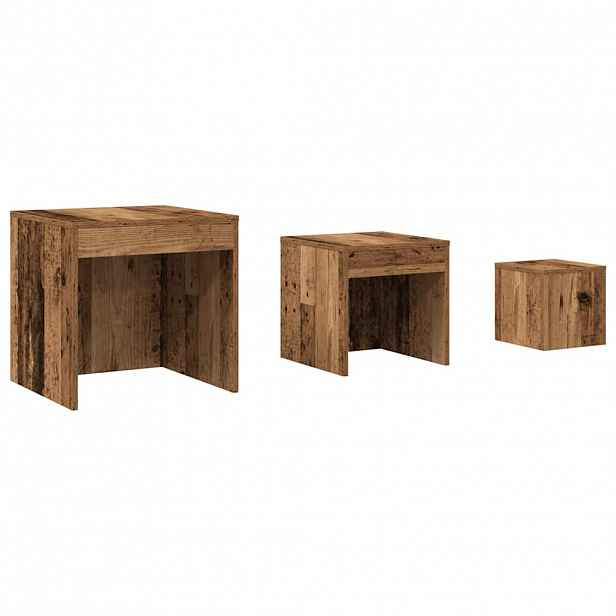 vidaXL Hnízdové stolky 3 ks old wood kompozitní dřevo