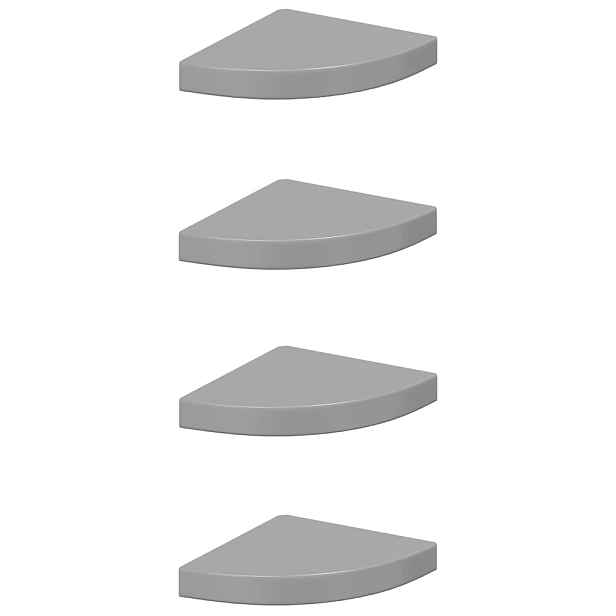 vidaXL Plovoucí rohové police 4 ks šedé vysoký lesk 25x25x3,8 cm MDF