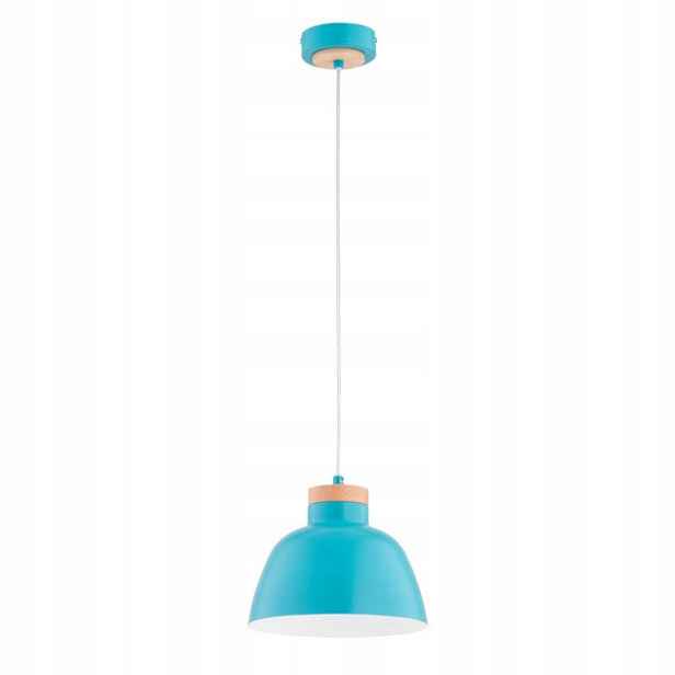 Alfa Závěsná lampa Lorien Skandinávská modrá/dřevo E27 15W