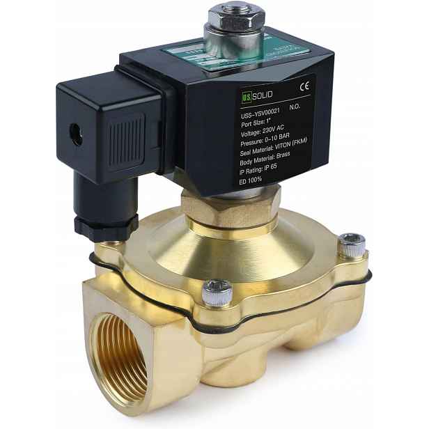 Elektromagnetický ventil Solid Viton, otevřený, mosazný, 10 bar, 1" 230 V Ac