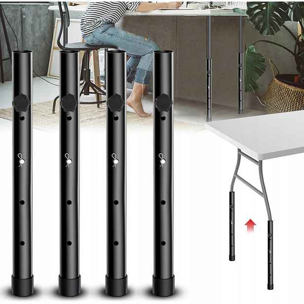 Nohy K Stolu Nastavitelné, Černá 44 CM, 4 Ks, Protiskluzové, Odolné