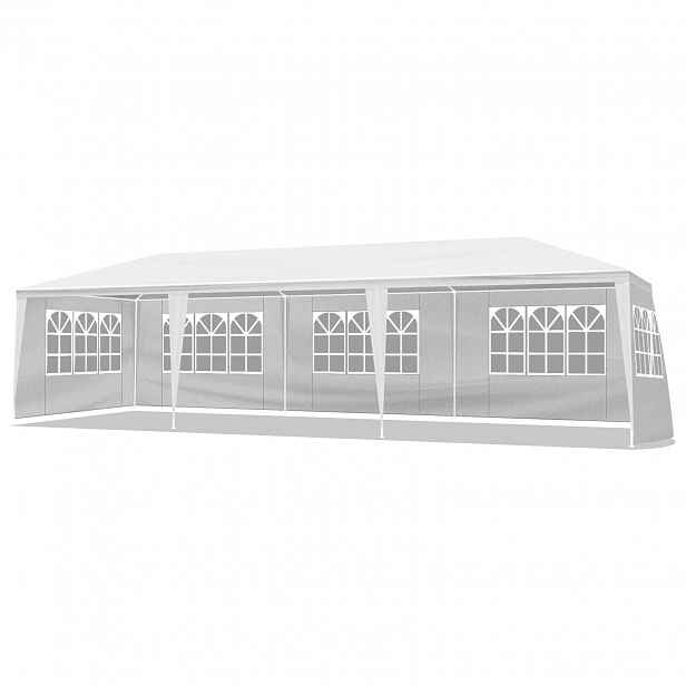 TEMU Velký skládací stan z bílého PE pro vysoké zatížení, rozměry 10x30 stop, 8 stěn, 2 dveře a 6 oken - okamžitá instalace, stříkací potahovaný