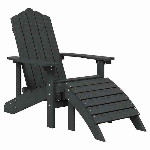vidaXL Zahradní křeslo Adirondack s podnožkou HDPE antracitové