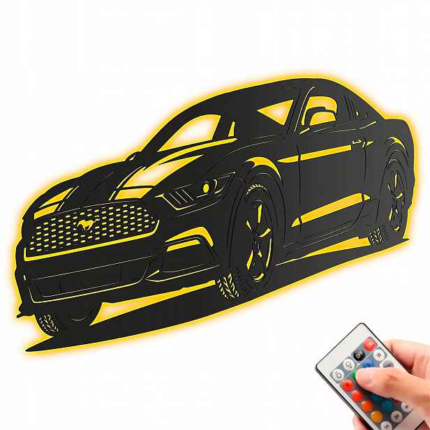 Ford Mustang Gt Fastback 2018 Dřevěný 3D obraz Noční Lampa Led dálkové ovládání