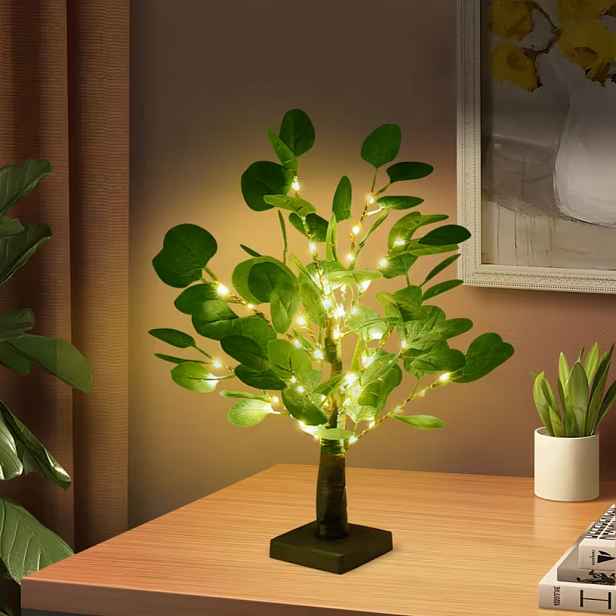 Lampka Led lampa Stromek strom Eukalyptus Bonsai útulná Dárek 45 cm