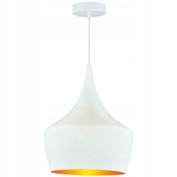Závěsná lampa bílá zlatá, kulatá, moderní, nad stůl 28 cm Polux
