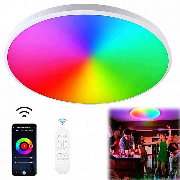 Lampa Stropní Svítidlo Led Rgb Bílá Cct 2700K-6500K Wifi Tuya Dálkový Ovladač Rf Aplikace