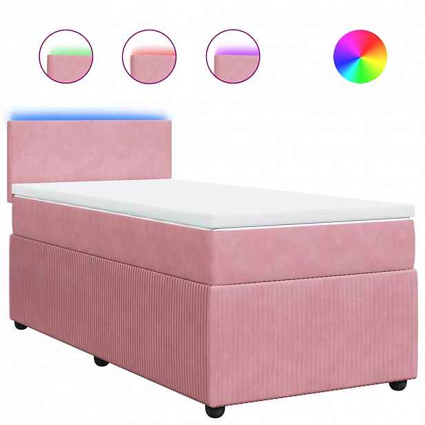 vidaXL Box spring postel s matrací růžová 100x200 cm samet