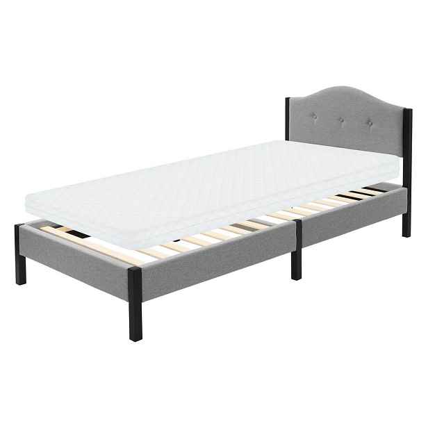 ML-DESIGN ČALOUNĚNÁ POSTEL 90x200 cm, šedá, rám s matrací a lamelovým roštem