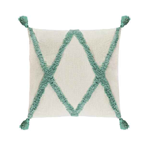 Polštář zelený 45x45 cm, čtvercový, geometrický, vhodný pro praní