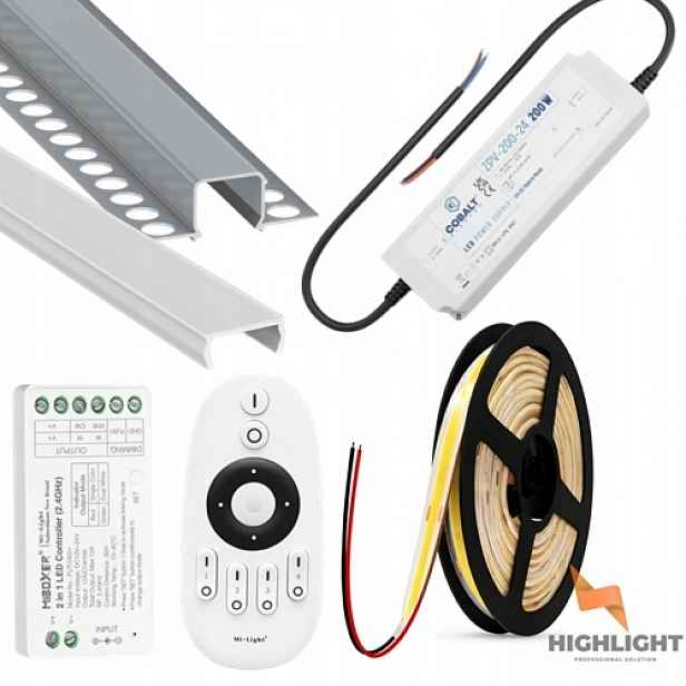 Sada Led pásek Fasáda Cob 8W 24V IP65 Stmívač Profil 40 m