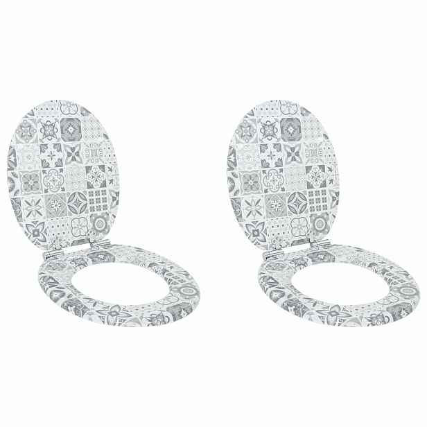 vidaXL Toaletní prkno 2 pcs Modro-bílá porcelán 44 x 38 cm