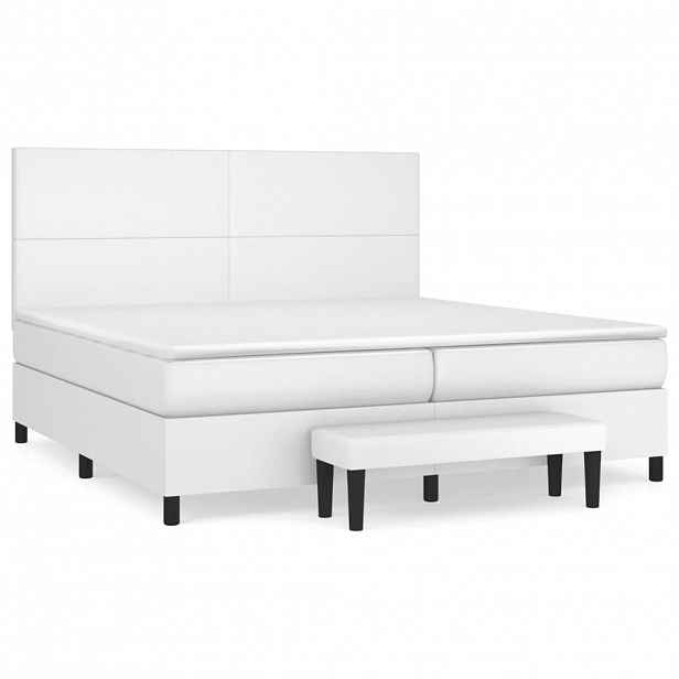 vidaXL Box spring postel s matrací bílá 200x200 cm umělá kůže