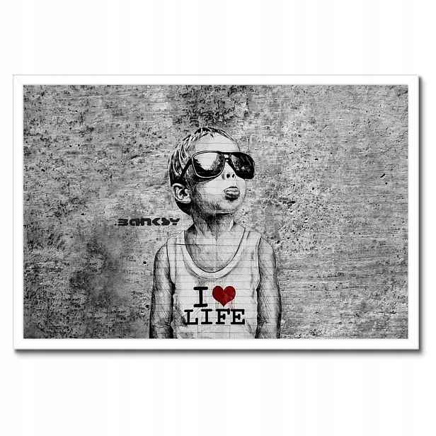 Plakáty v rámu 60x40 I love life Banksy Spray