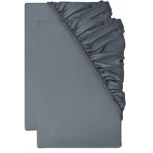 Livarno® Sada saténových napínacích prostěradel, 90-100 x 200 cm, 2dílná, tmavě šedá
