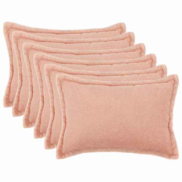 vidaXL Povlak na polštář 6 pcs HOUTEN Růžová 30 x 50 cm Bouclé