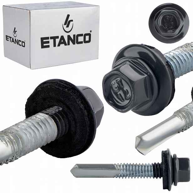Samovrtné šrouby do kovu 12 mm 5,5 x 35 mm Ral 7016 250 Ks Etanco GT12 Z14