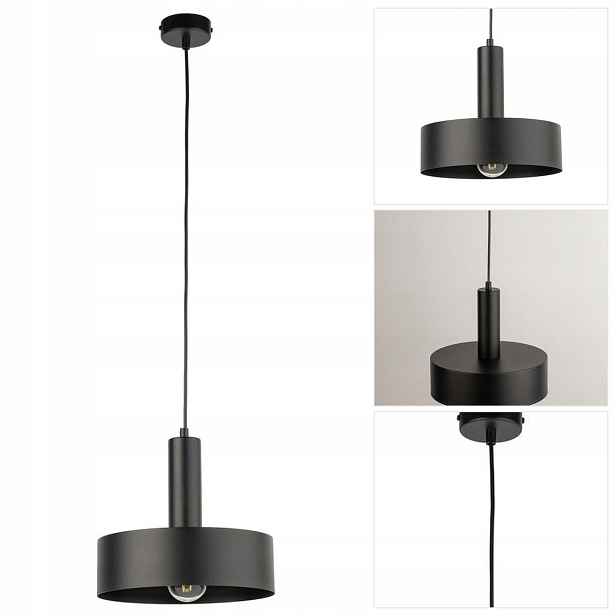 Černá závěsná lampa Vitrum s jemným leskem nad jídelním stolem Sigma Lighting