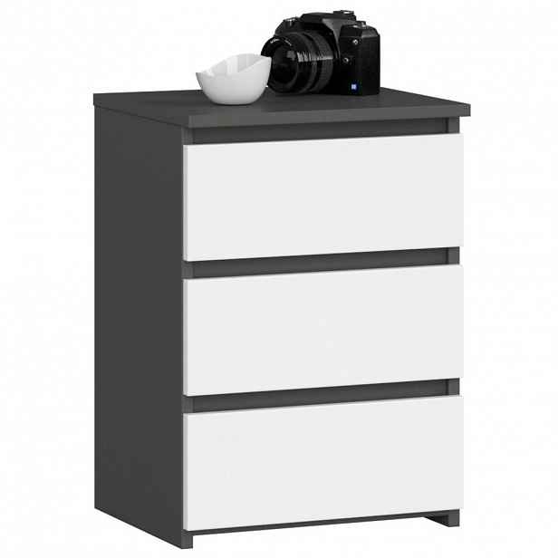 RAUMHIRSCH FURNITURE KOMODA grafitově šedá, bílá 57/40/35