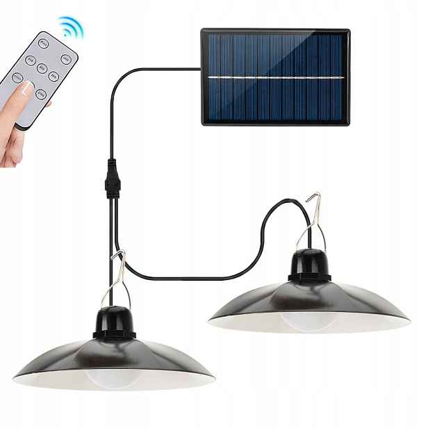 Solární Lampa Závěsný Led gyrondol 2x s dálkovým ovládáním pro zahradu a terasu Altán