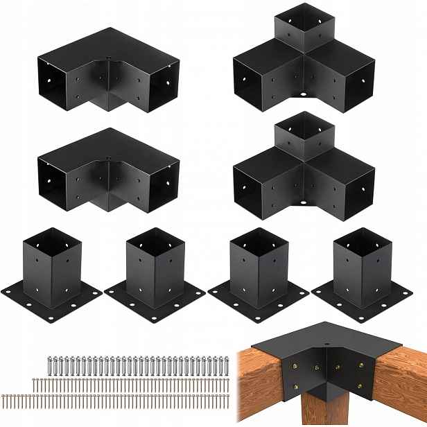 Vevor Sada držáků pro pergoly, 101,6 x 101,6 mm, 8 ks, 3-cestný