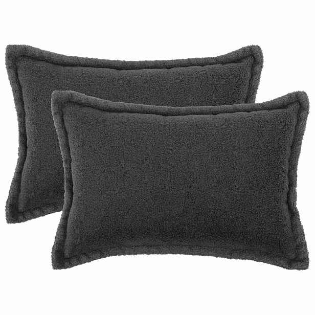 vidaXL Povlak na polštář 2 pcs HOUTEN Tmavě šedá 30 x 50 cm Bouclé
