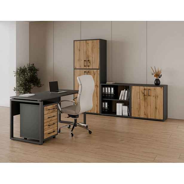Kancelářská sestava NEJBY GIANNI PREMIUM 2, antracit/dub wotan