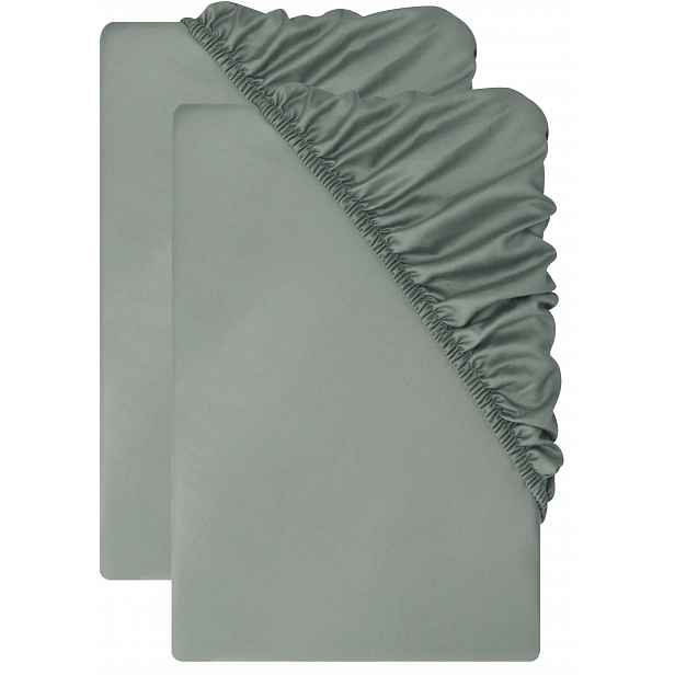 Livarno® Sada saténových napínacích prostěradel, 90-100 x 200 cm, 2dílná, šedá