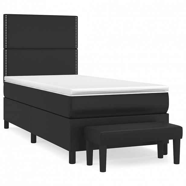 vidaXL Box spring postel s matrací černá 90x190 cm umělá kůže