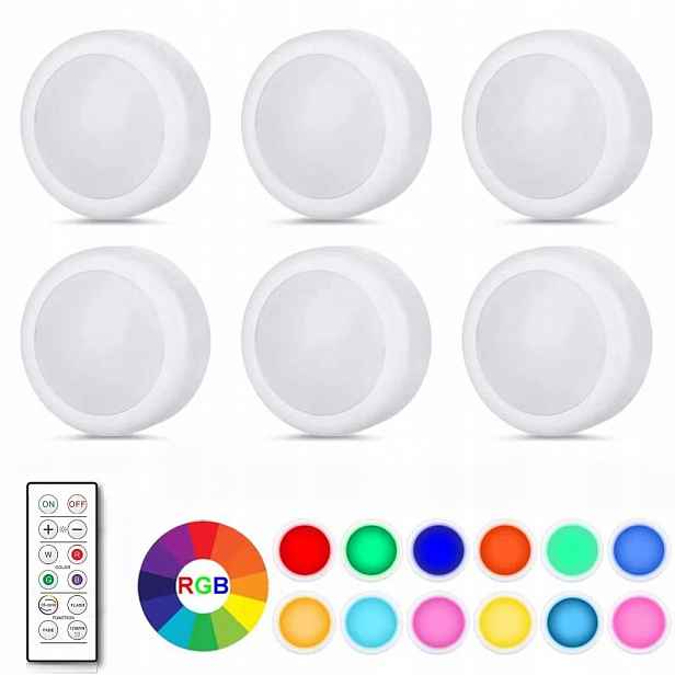 Bezpřevodové Rgb Led lampy s dálkový ovladač Osvětlení skříněk Noční lampy 6 Ks