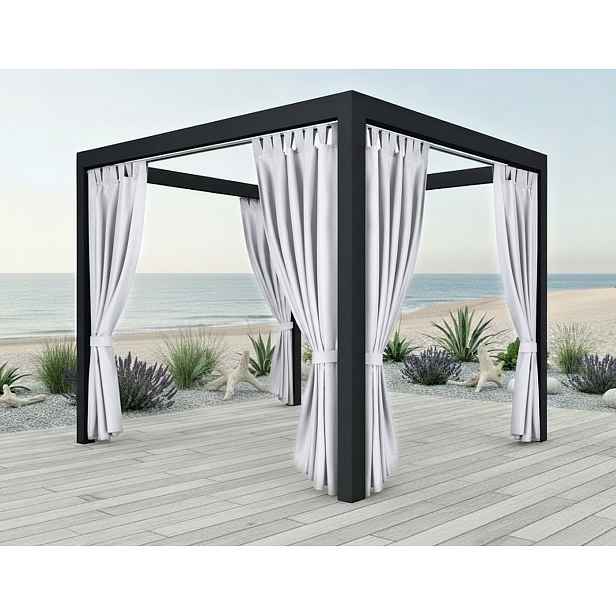 Venkovní zahradní závěs s poutky PORTO bílá 10 různé rozměry Mybesthome Rozměr: 155x220 cm