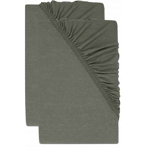Livarno® Sada žerzejových napínacích prostěradel s podílem lnu, 90–100 x 200 cm, 2dílná, zelená
