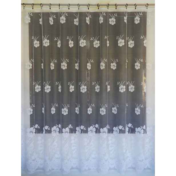 Mg Záclona Květiny 958 Bílá 340x195 cm hotová s páskou K