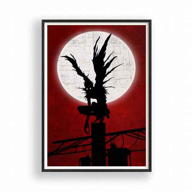 Obraz Death Note Shinigami Anime Plakát Rámeček Dřevěný Černý 30x42 cm