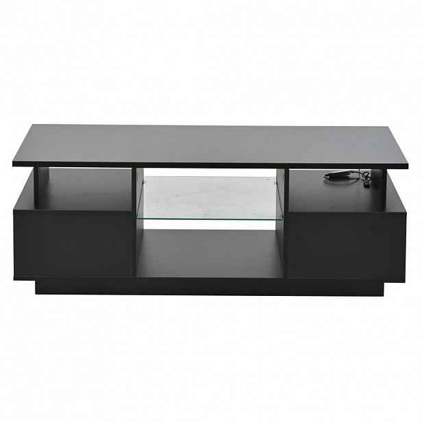 OKWISH KONFERENČNÍ stolek 100/50/36 cm černý z dřevotřísky s LED osvětlením a úložným prostorem