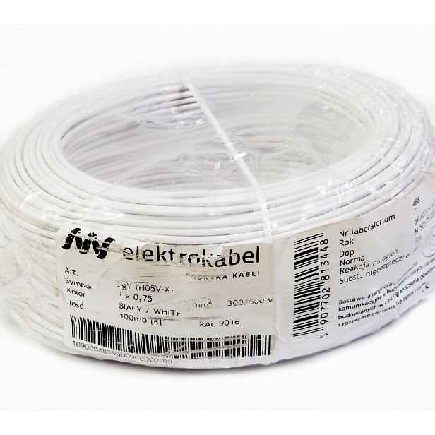 Kabel Lgy 0,75mm bílý 100m 500V