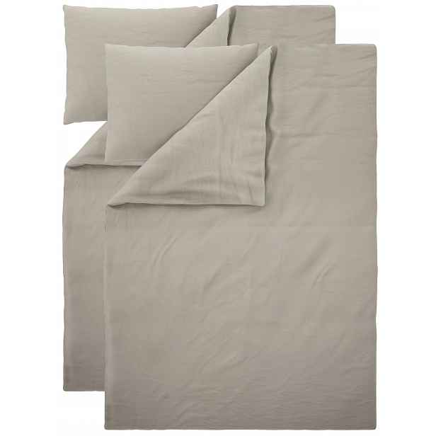 Livarno® Sada ložního povlečení s podílem lnu, 140 x 200 cm, 70 x 90 cm, 2dílná, béžová