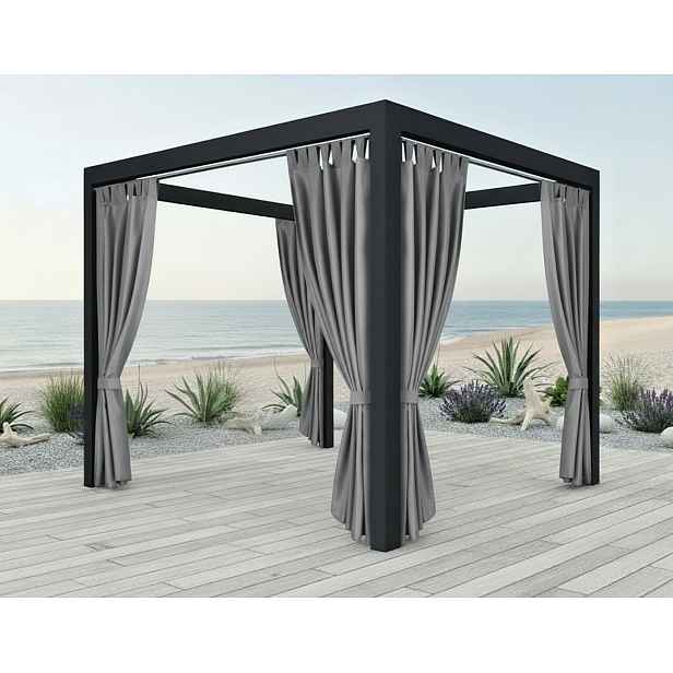 Venkovní zahradní závěs s poutky PORTO šedá 05 různé rozměry Mybesthome Rozměr: 155x190 cm