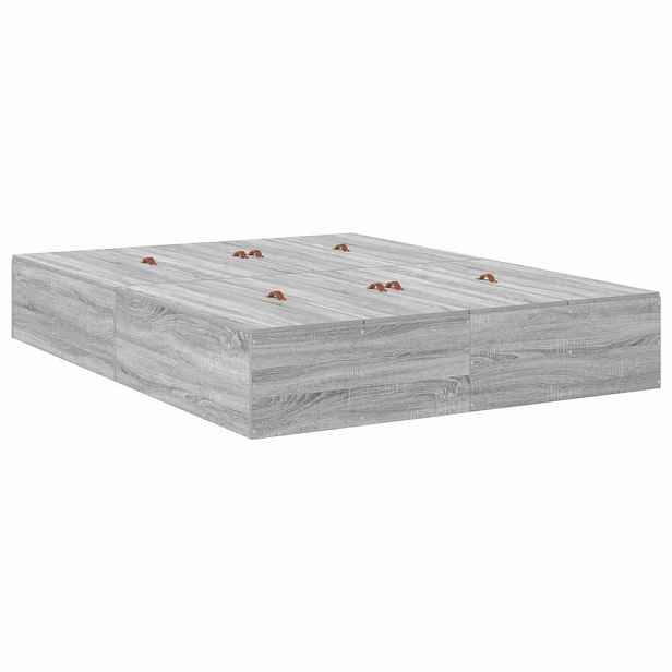 vidaXL Rám postele s úložným prostorem se zásuvkou Šedá Sonoma 140 cm