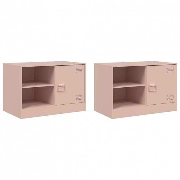 vidaXL TV skříňky 2 ks růžové 67 x 39 x 44 cm ocel